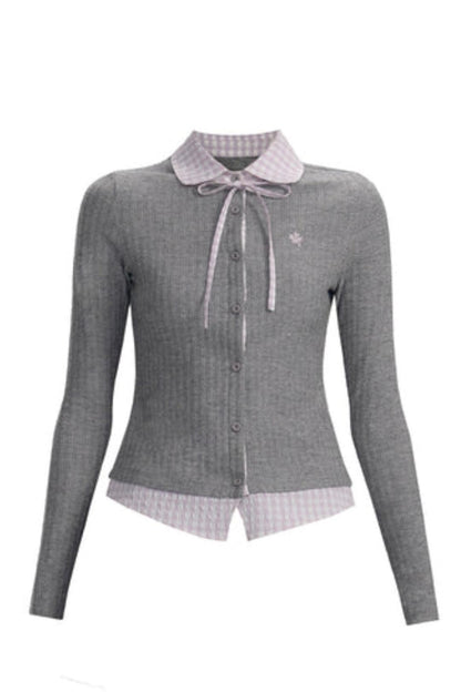 Preppy Blue Stripe Long Sleeves Shirt Set-Up