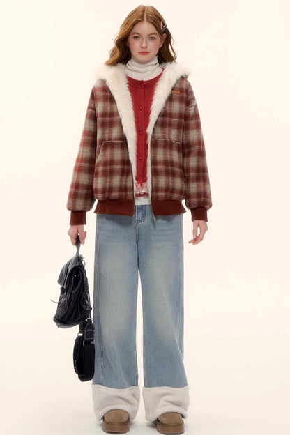 Fleece-Lined Wool Spliced Jeans