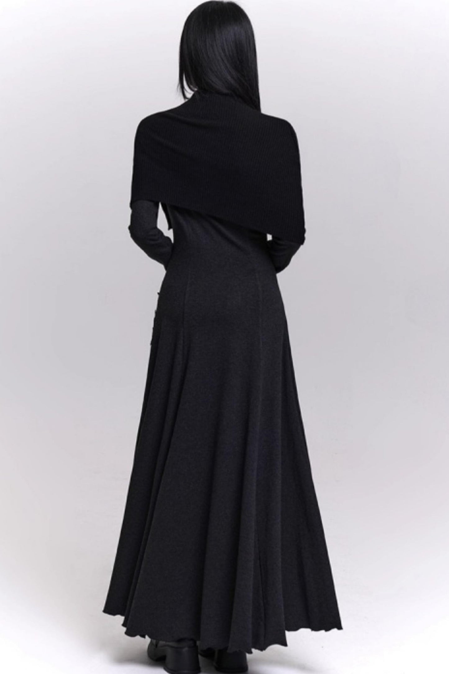 Gray Off-Shoulder Knitted Dress