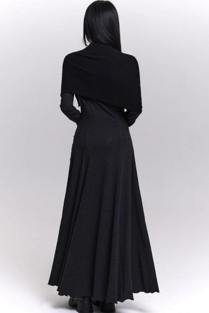 Gray Off-Shoulder Knitted Dress