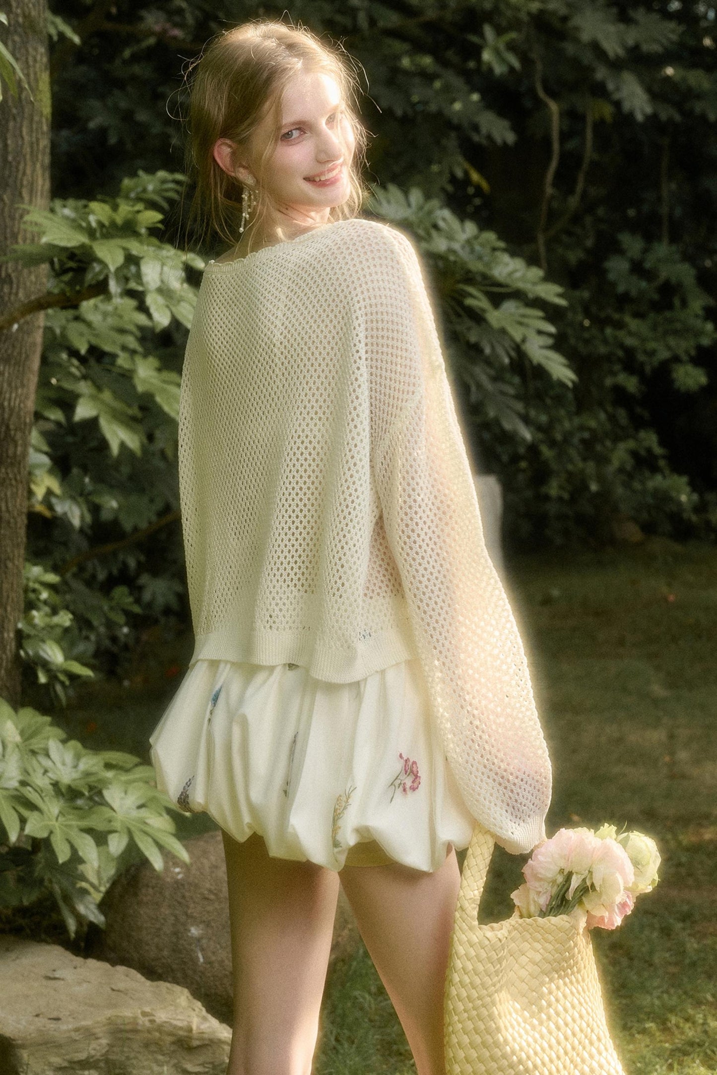 Galaxy Ice Silk Hollow Cardigan