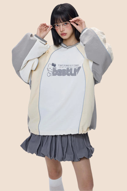 Monogram V-Neck Jersey Sweatshirt