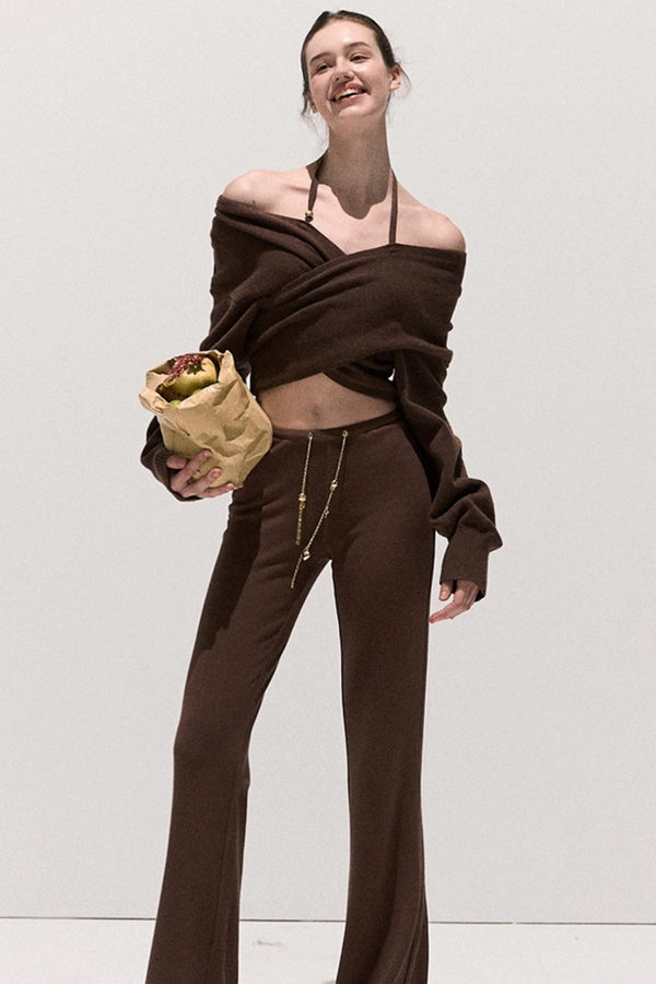 Cross-Waist Cropped Sweater