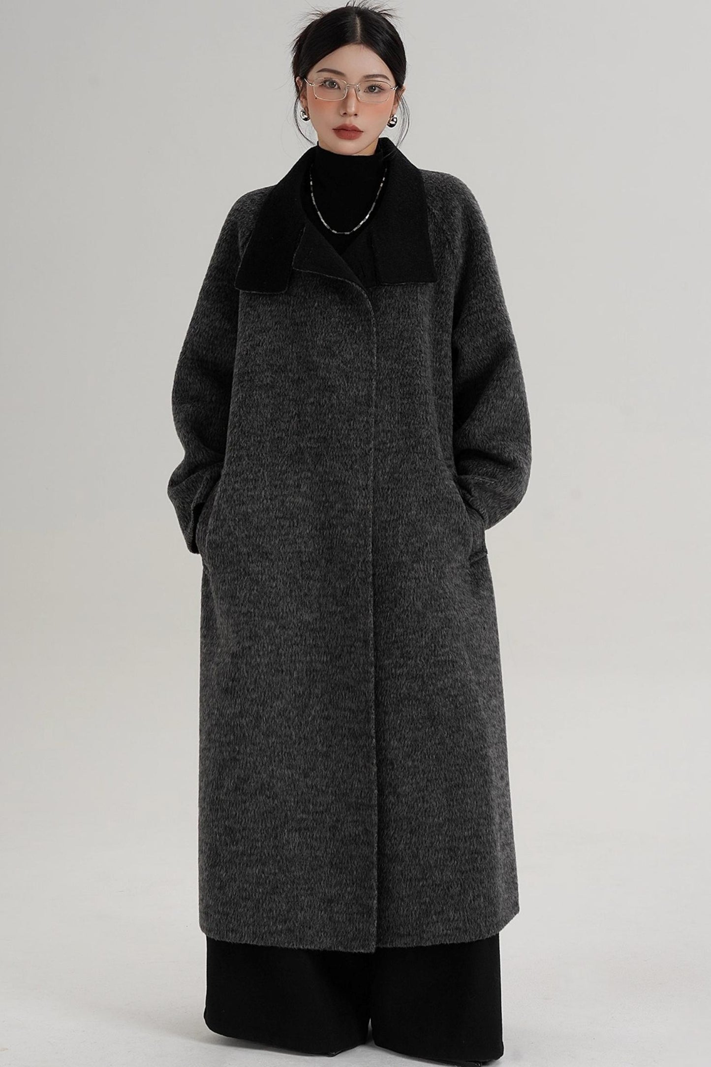 Elegant Athens Gray Wool Coat