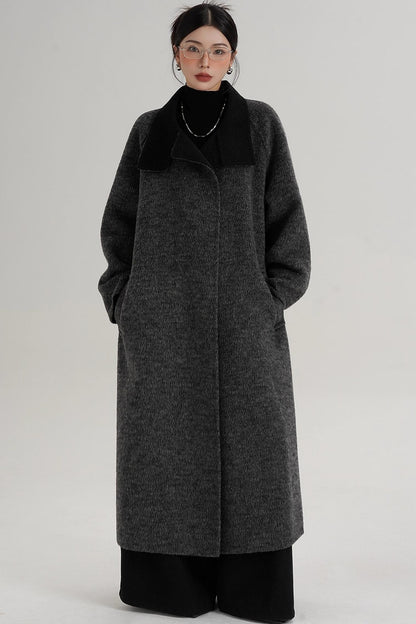 Elegant Athens Gray Wool Coat