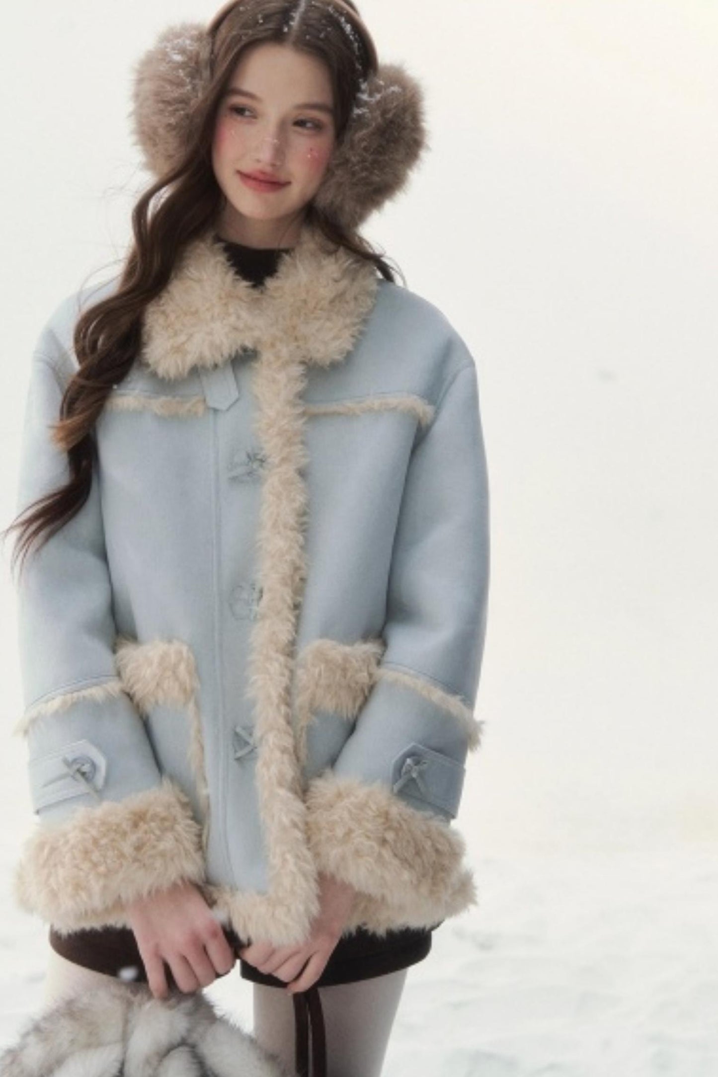 Pink and Blue Reversible Fur Coat