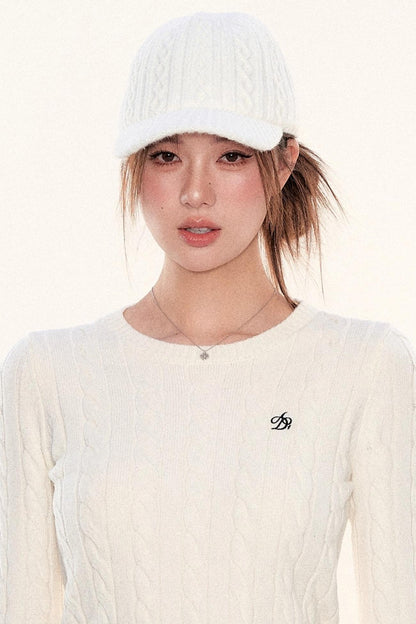 Cable Knit Retro Baseball Cap