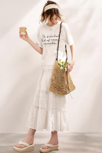 Pure White Lace Halter Skirt