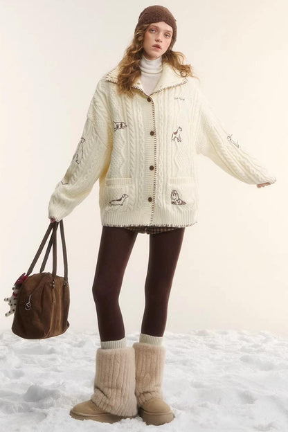 First Snow Embroidered Knit Jacket