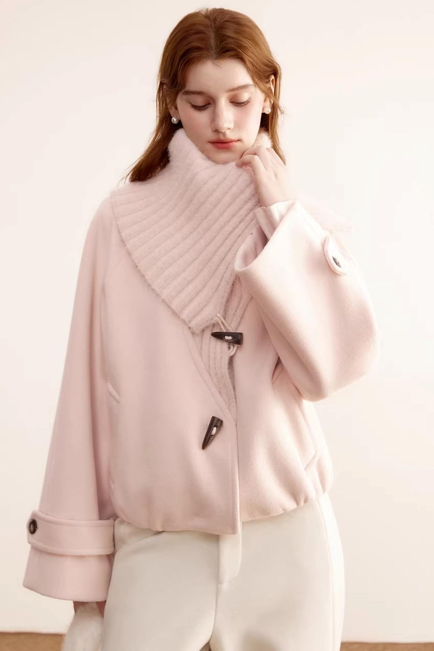 Woolen Short Shawl Collar Coat