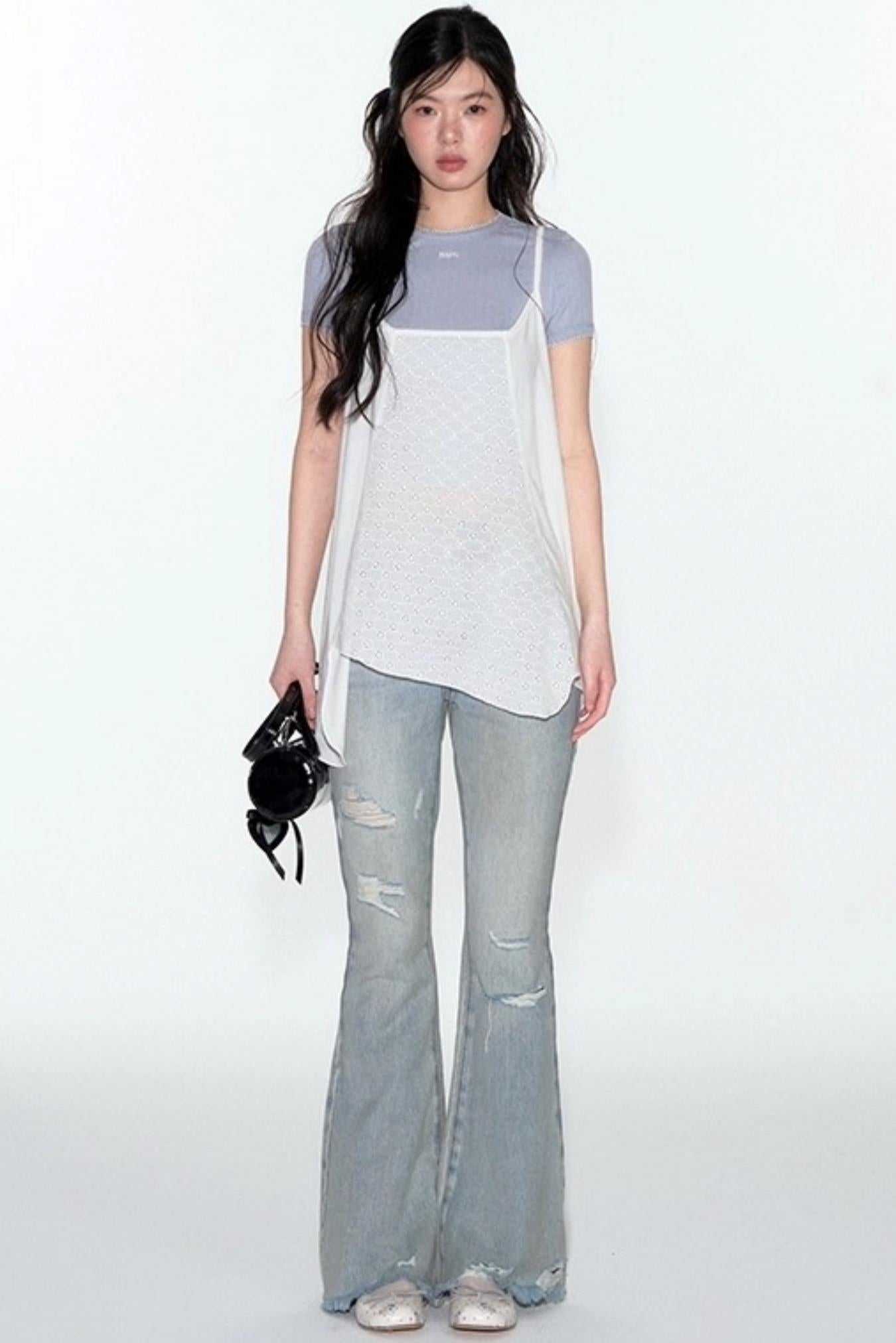 Original Slim Jacquard Short Sleeve Top Set-Up