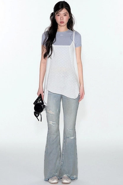 Original Slim Jacquard Short Sleeve Top Set-Up