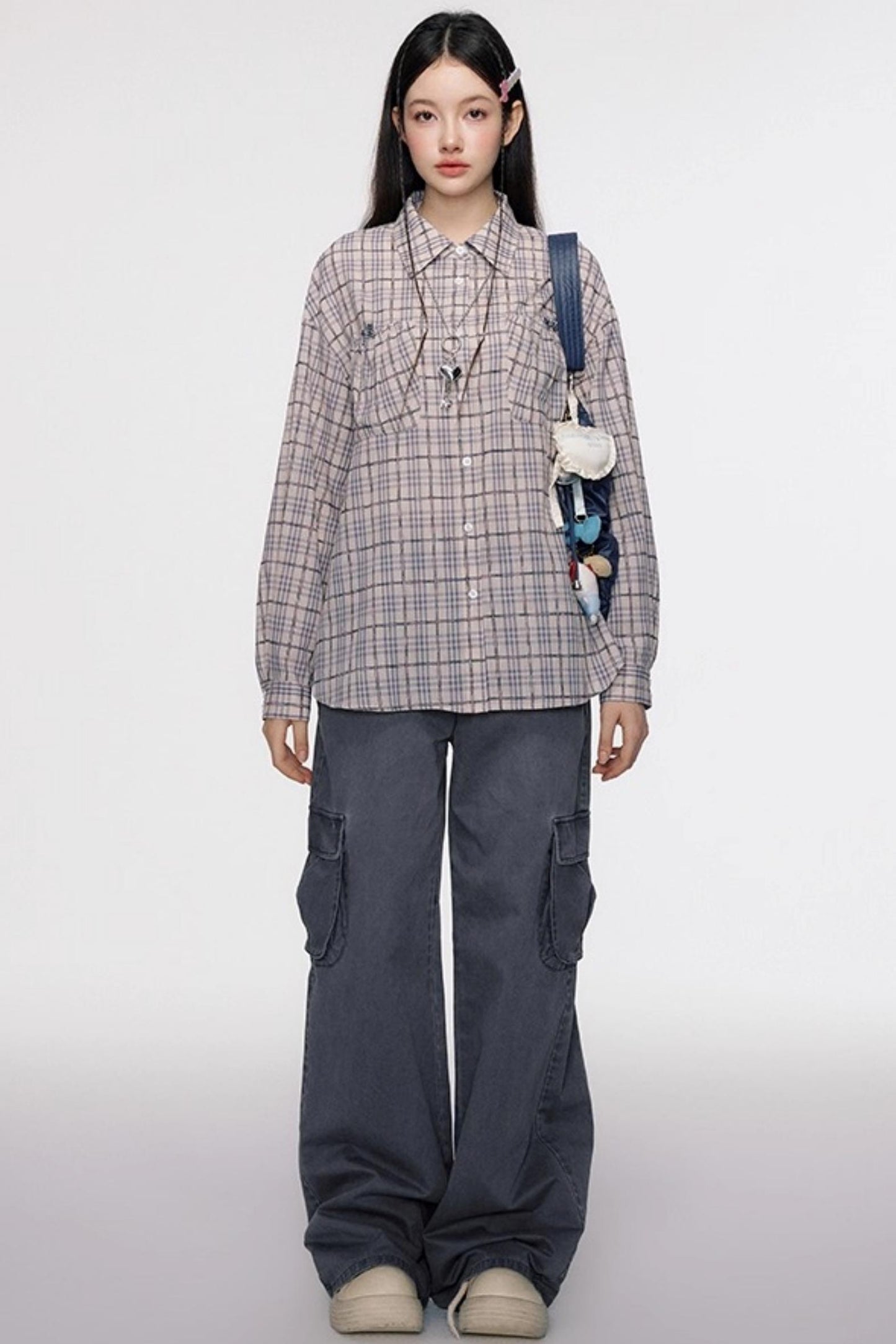 Vintage Bow Pocket Long-sleeved Shirt