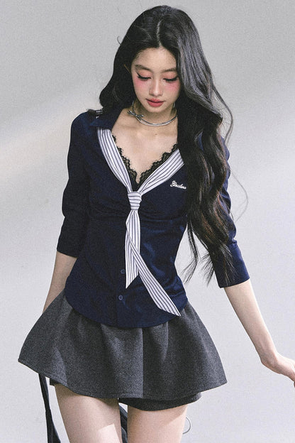 Autumn Slimming Polo Neck Shirt