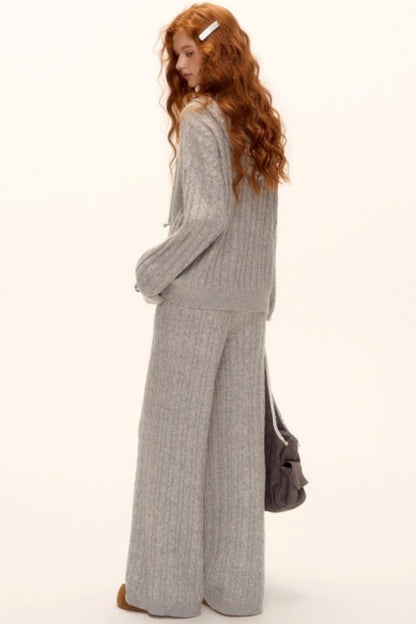 Wool Blend Hooded Knit Set-Up