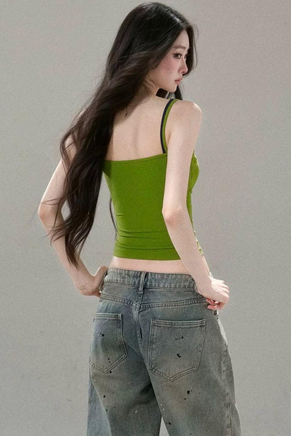 Contrasting Mesh Camisole Top