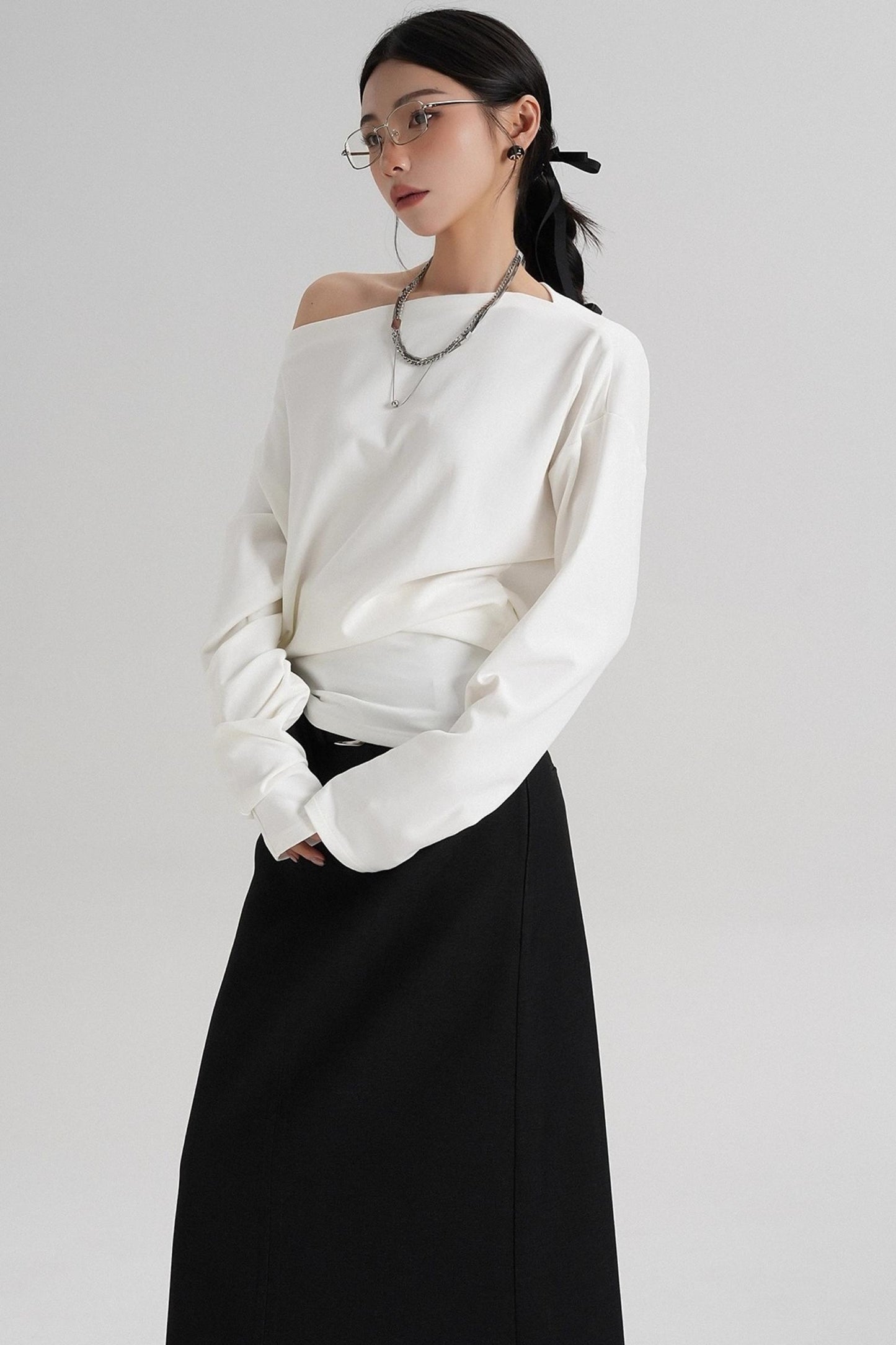 Temperament Shoulder T-shirt