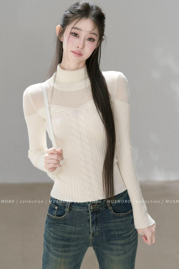 Wool Blend Hollow Knit Top