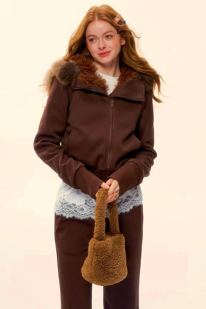 Retro Fleece Hooded Jacket Set-Up