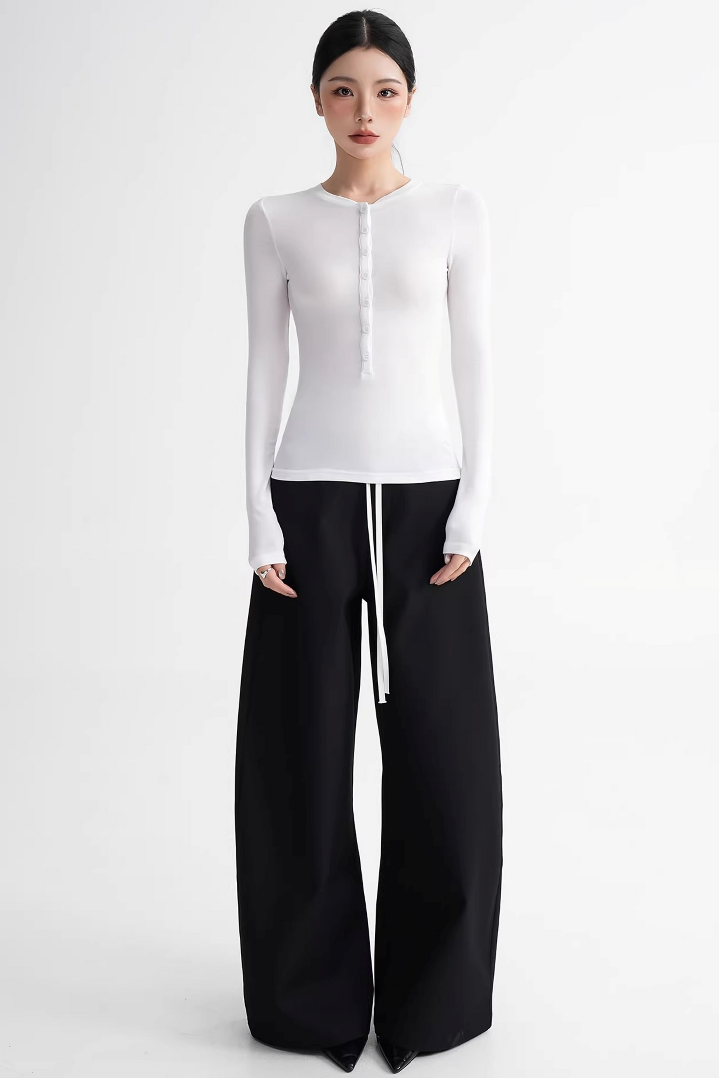 Wool Lyocell Henley Top