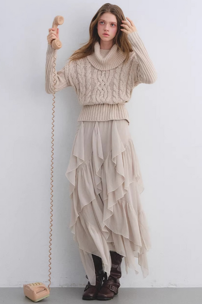 Wool Blend Cable Knit Sweater