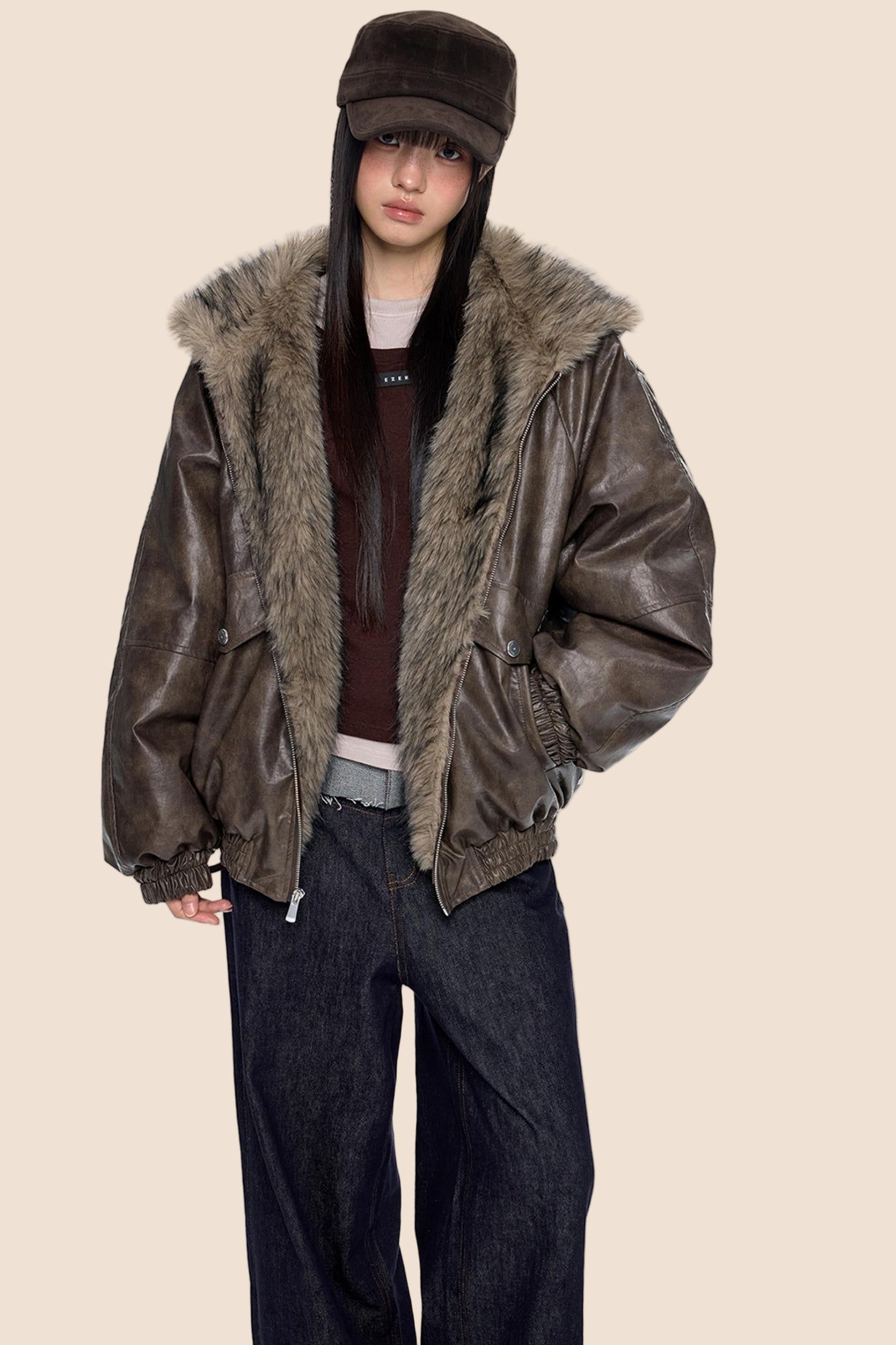 Vintage Fur Hooded Jacket