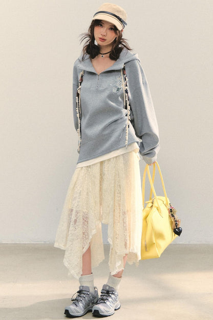 Embroidered Flower Sweatshirt