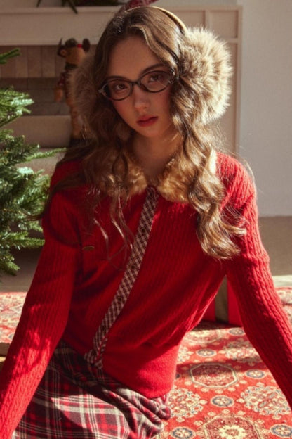 Retro Reindeer Plaid Sweater