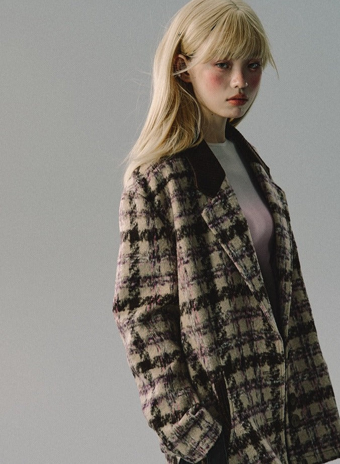 Vintage embroidered khaki check Coat