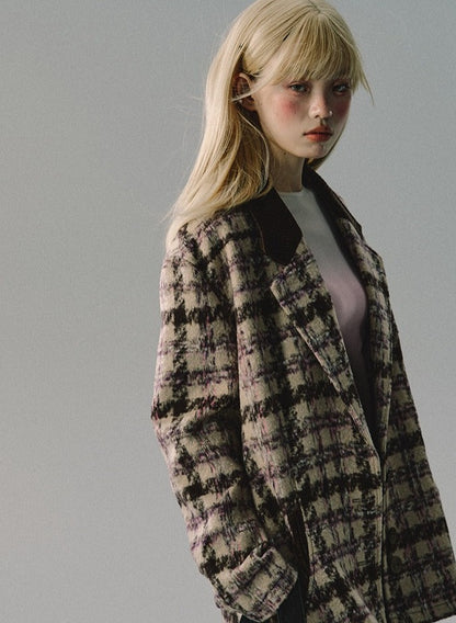 Vintage embroidered khaki check Coat