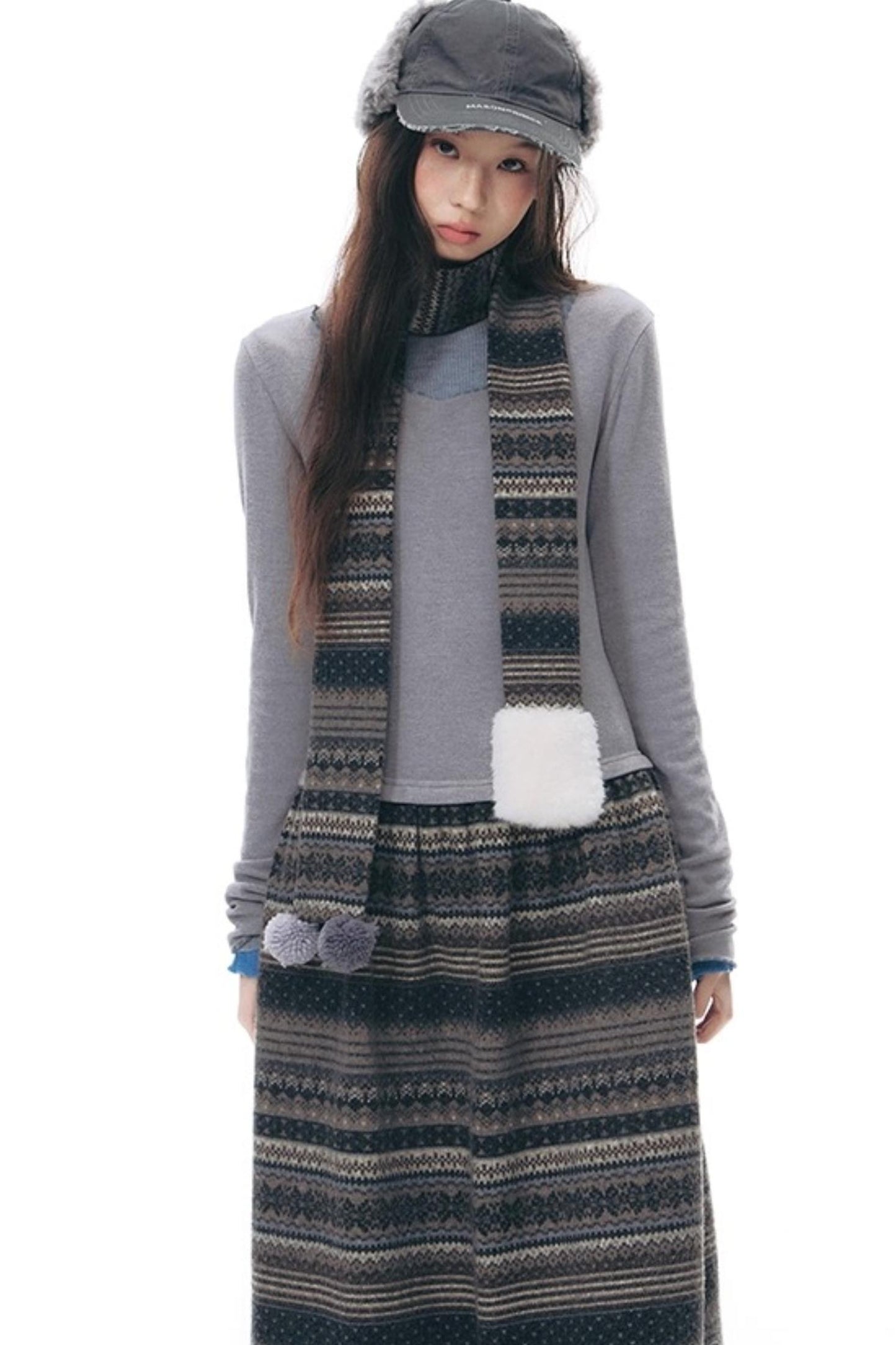 Knitted Patchwork Slim Dress Set-Up