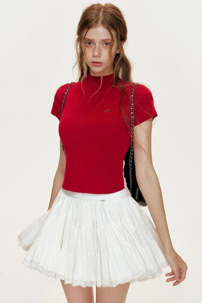 Slim-Fit Knitted Short-Sleeved T-Shirt