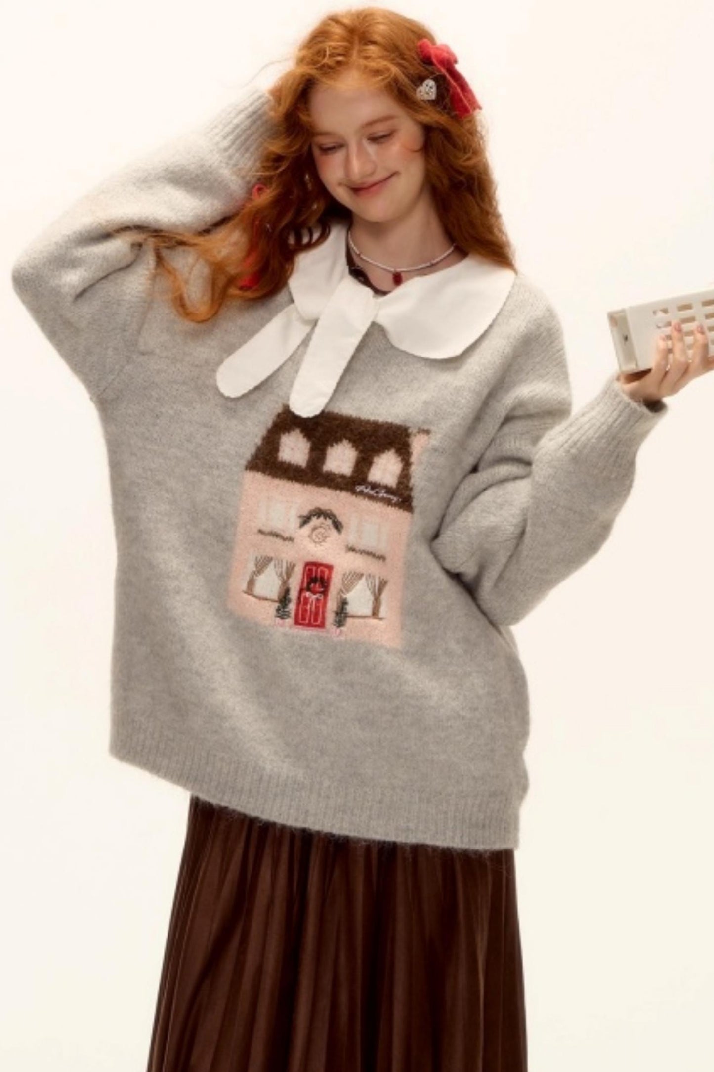 Jacquard Embroidered Wool Sweater
