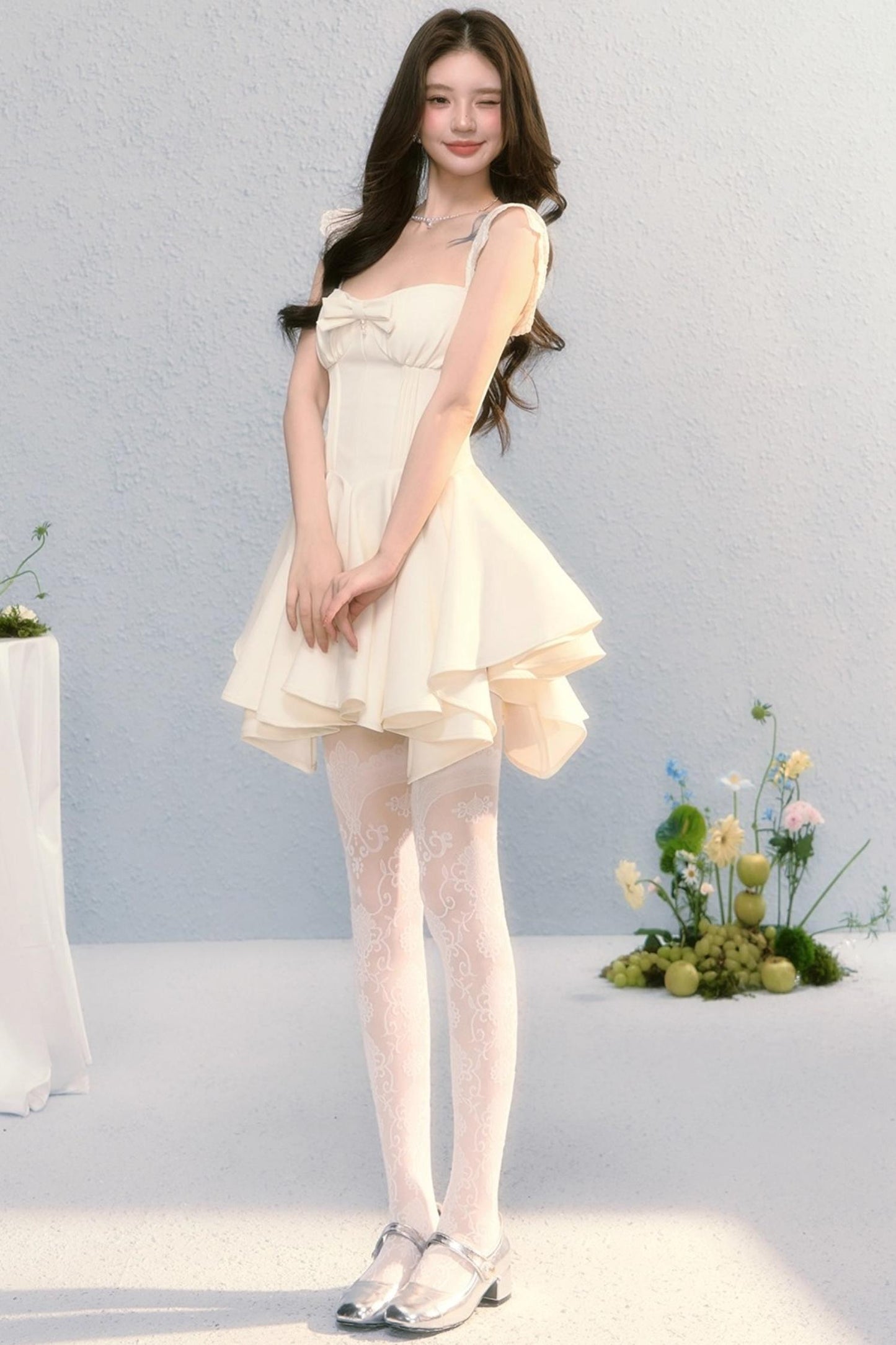 Golden Bow A-Line Dress