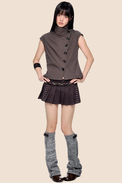 Rivet Pleated Retro Skirt