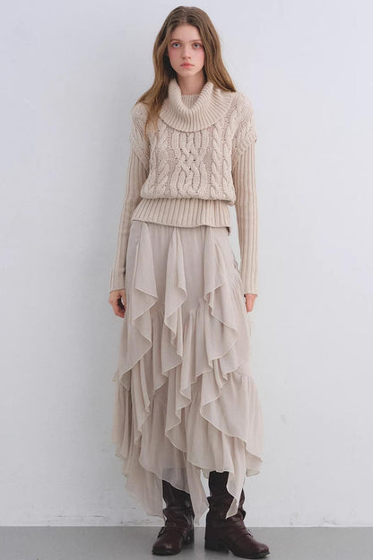 Elastic Chiffon Draping Skirt