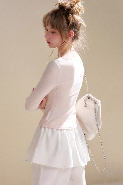 Unregelmäßiges Spitzen-Patchwork-Oberteil