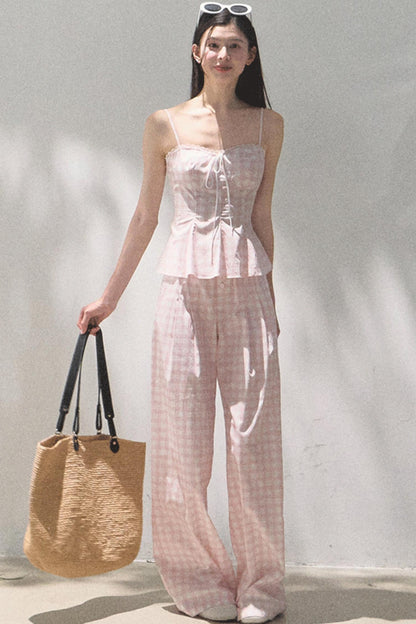 Wide-Leg Tencel Hemp Pants Set-Up