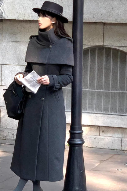 Double-Breasted Woolen Coat Set-Up