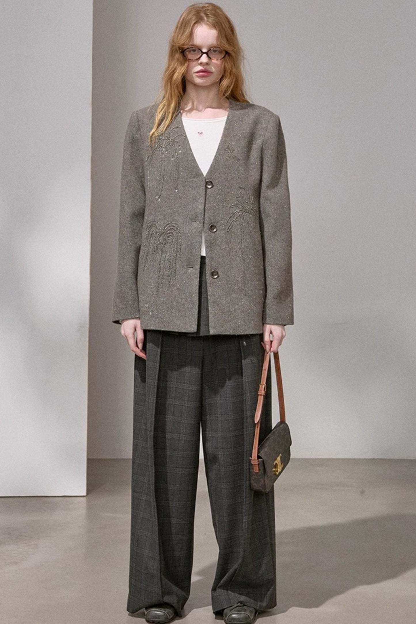 High-Density Beaded V-Neck Jacket