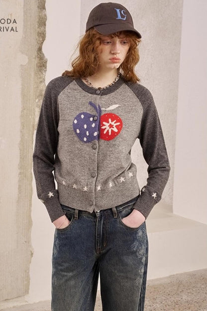 Apple Wool Blend Slim Fit Knitted Cardigan