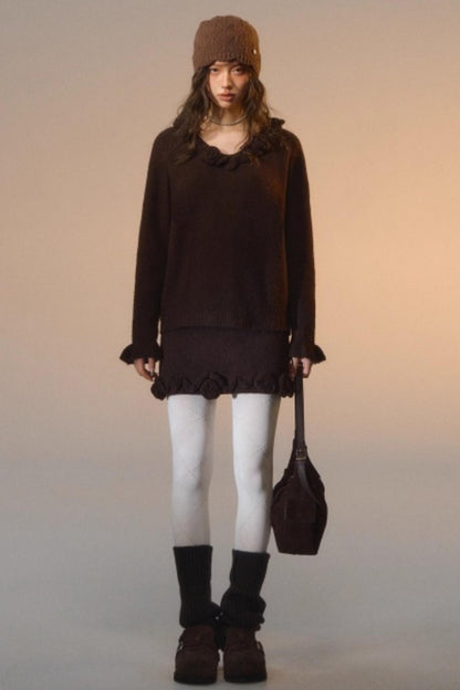 Stereo Rose Knit Sweater Set-Up