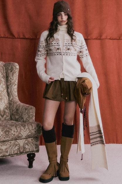 Beaded Suede Puffy Skirt