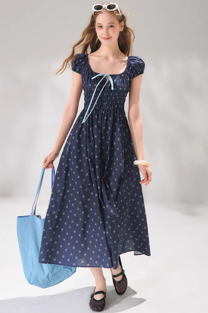 Floral Bow Long Dress