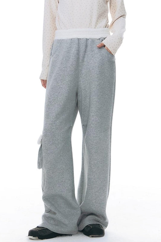 Plush Waistband Wide-Leg Pants