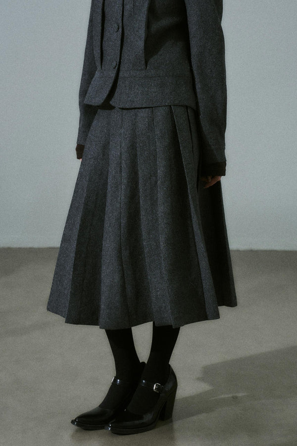 Wool Bow Tie Blazer Suit & Skirt Set-Up