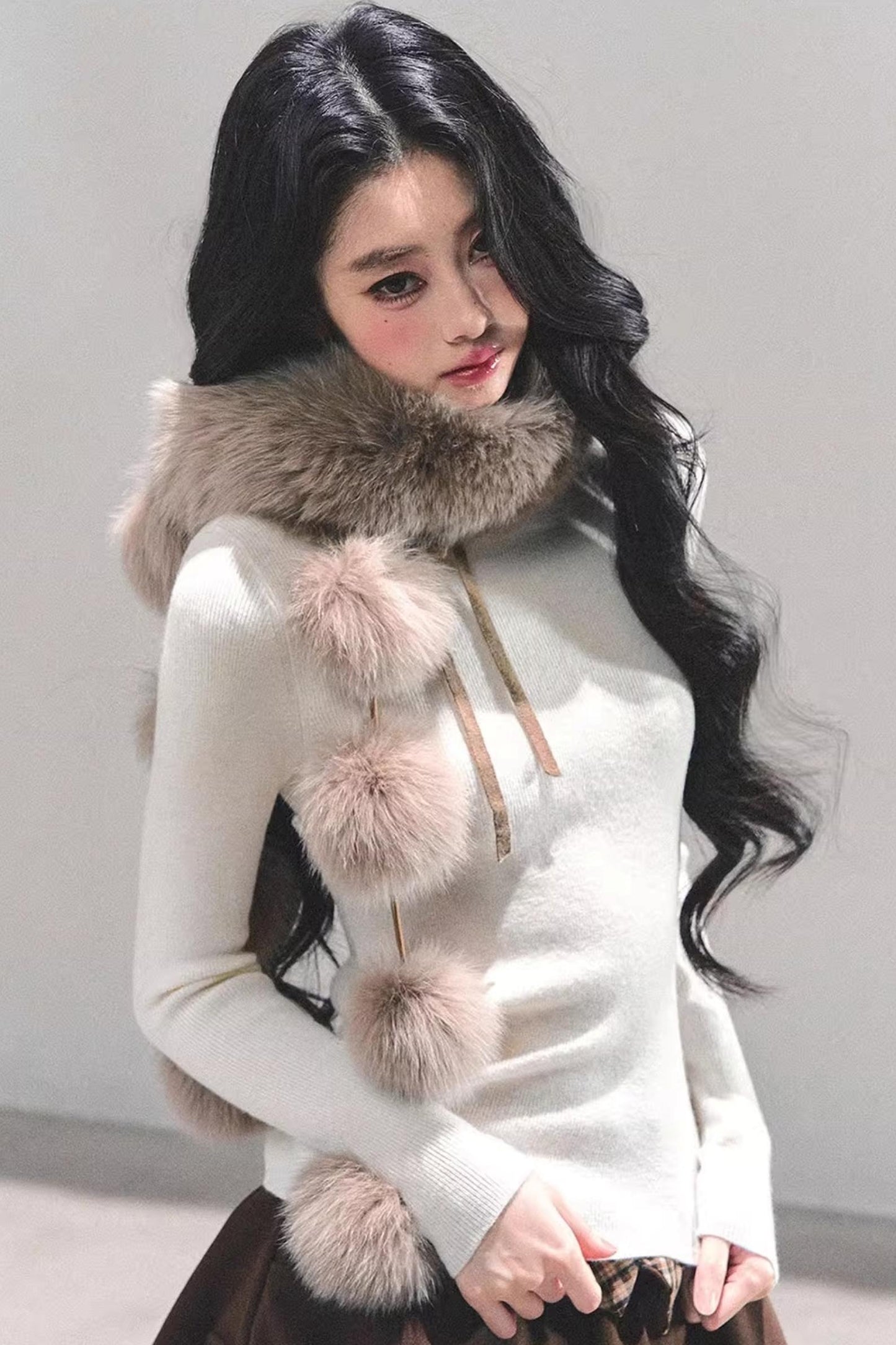 Faux Fox Fur Collar Scarf