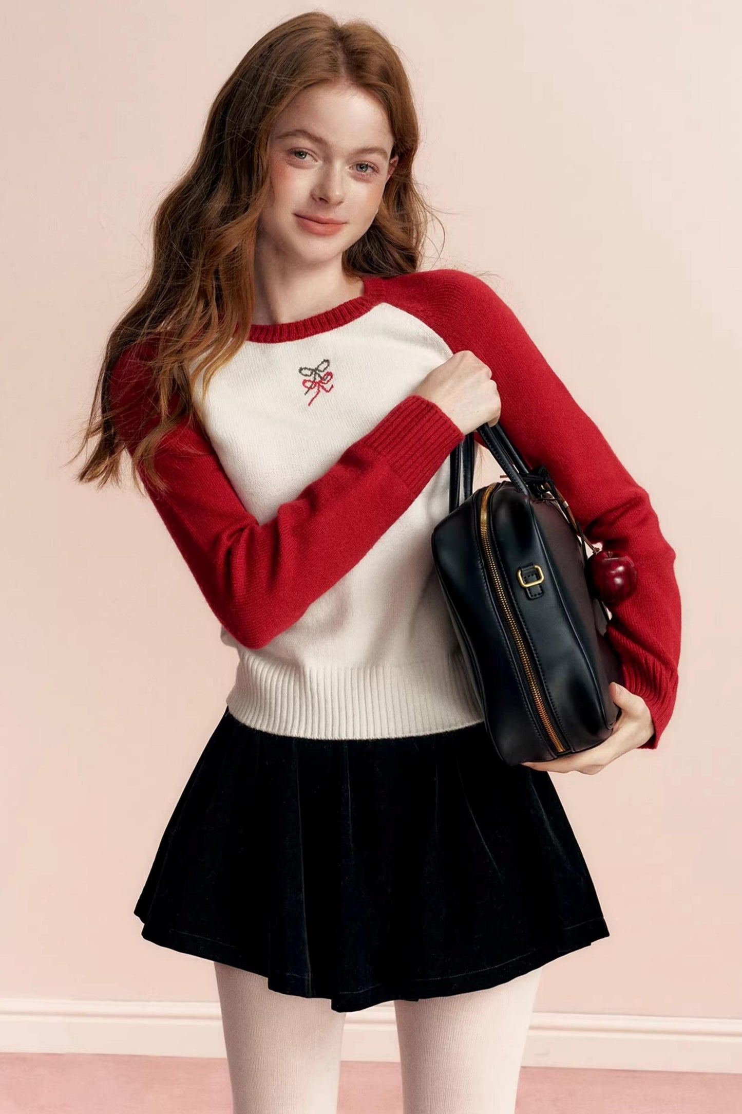 Color-Block Wool Blend Knit Sweater