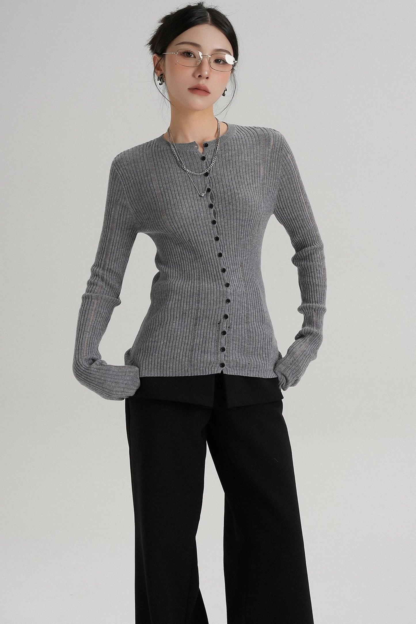 Slimming Long Sleeve Knit Top