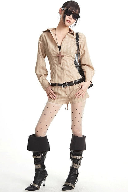 Vintage Pinched Waist Lapel Shirt Set-Up